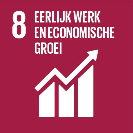 Logo SDG 8: Eerlijk werk en economische groei